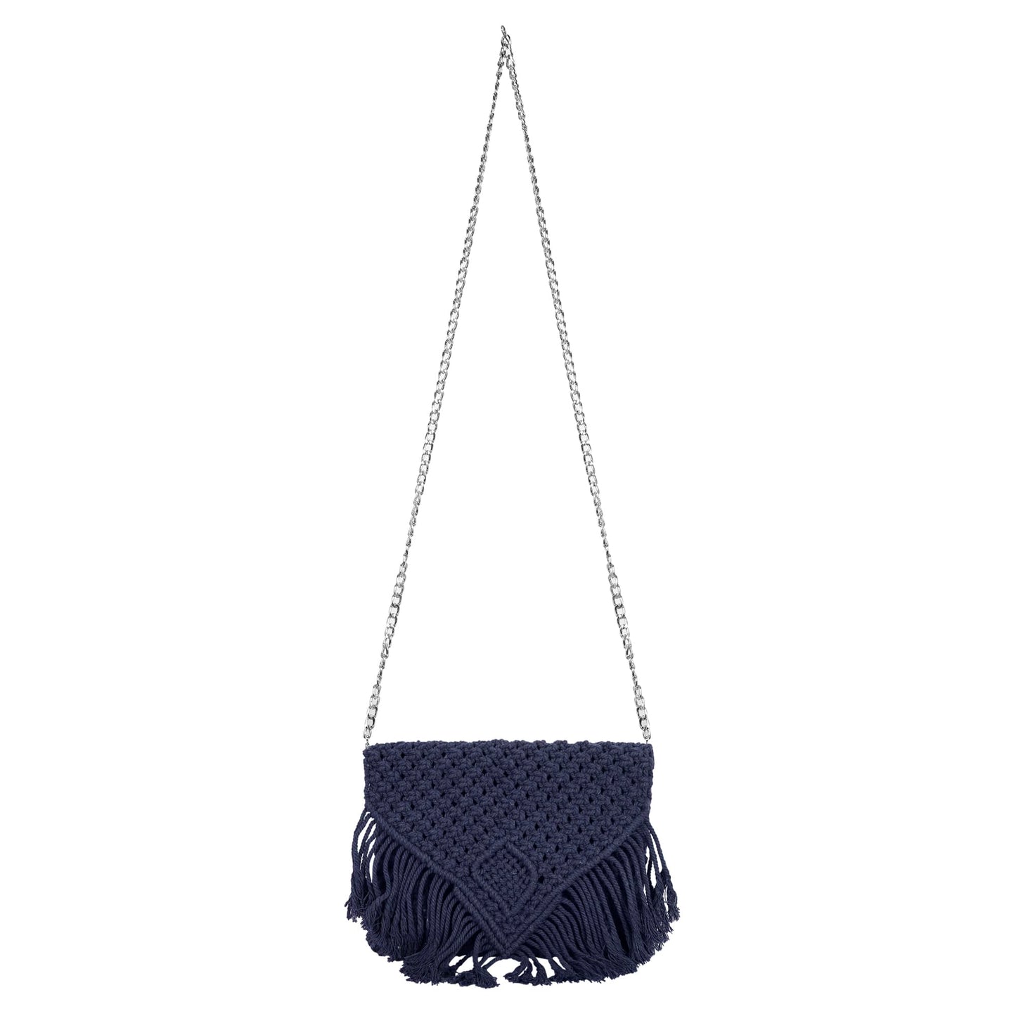 Trend Overseas Women Handwoven Crochet Macrame Cotton Rope Handbag - Lightweight, Adjustable and Detachable Strap, Perfect for Teenagers and Kids