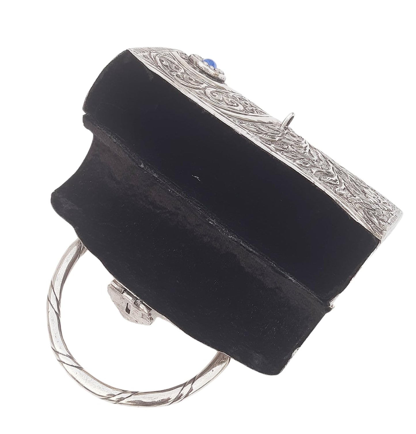 Trend Overseas Ethnic Women Silver Brass Metal Bridal bag Handle Clutch Sling Bag