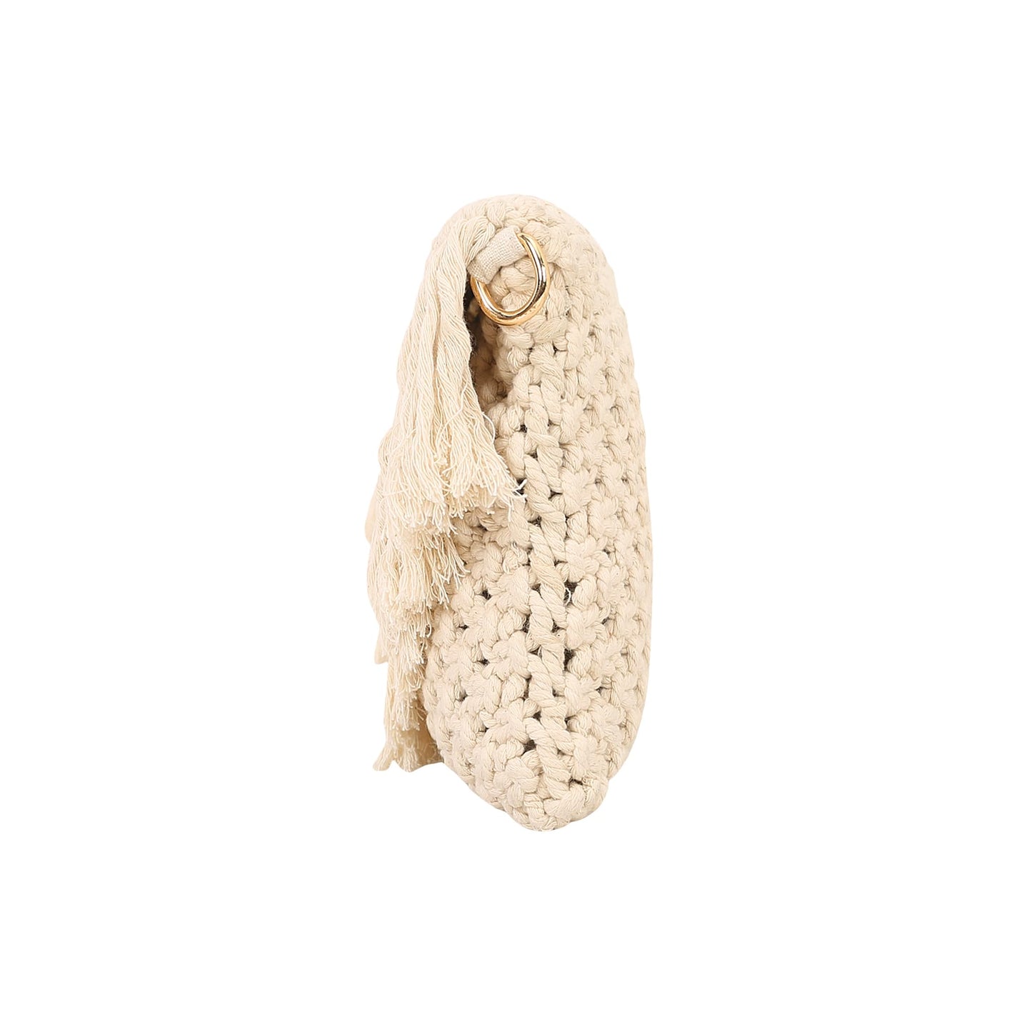 Trend Overseas Handwoven Ivory (Off-White) Crochet Craft Macrame Bag Multi-Purpose Summer Tote Handbag