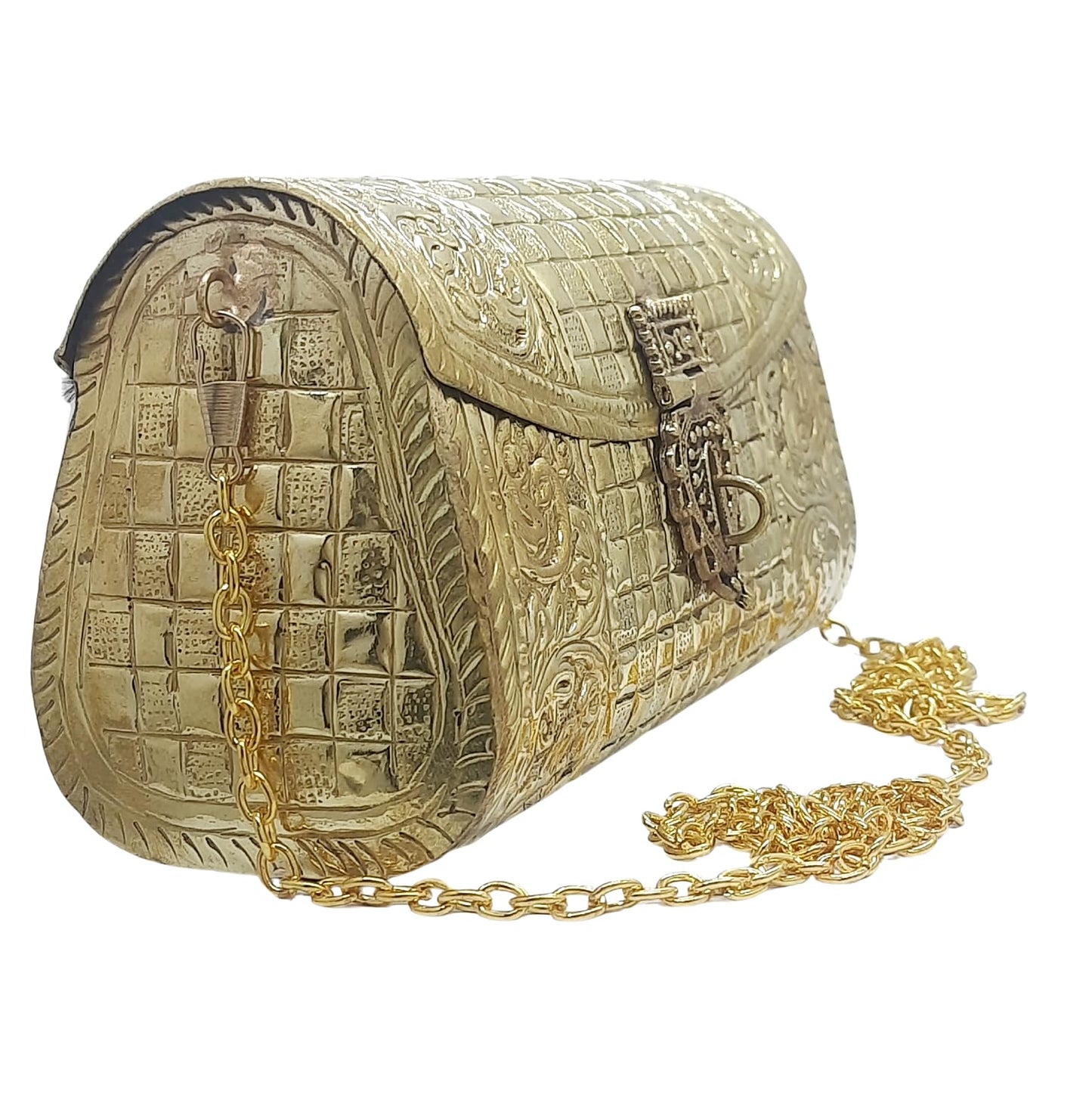 Trend Overseas Women Bridal Silver Gold Metal clutches Ethnic Handmade Brass Purse Metal party Bag Antique Hand Carving Purse