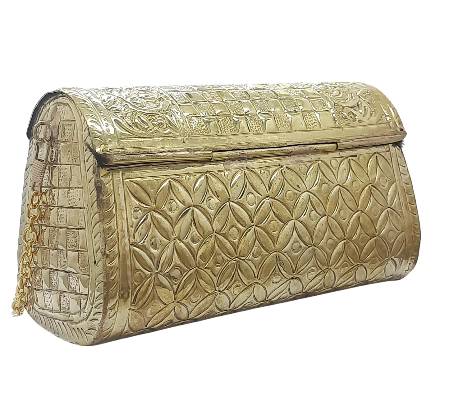 Trend Overseas Women Bridal Silver Gold Metal clutches Ethnic Handmade Brass Purse Metal party Bag Antique Hand Carving Purse