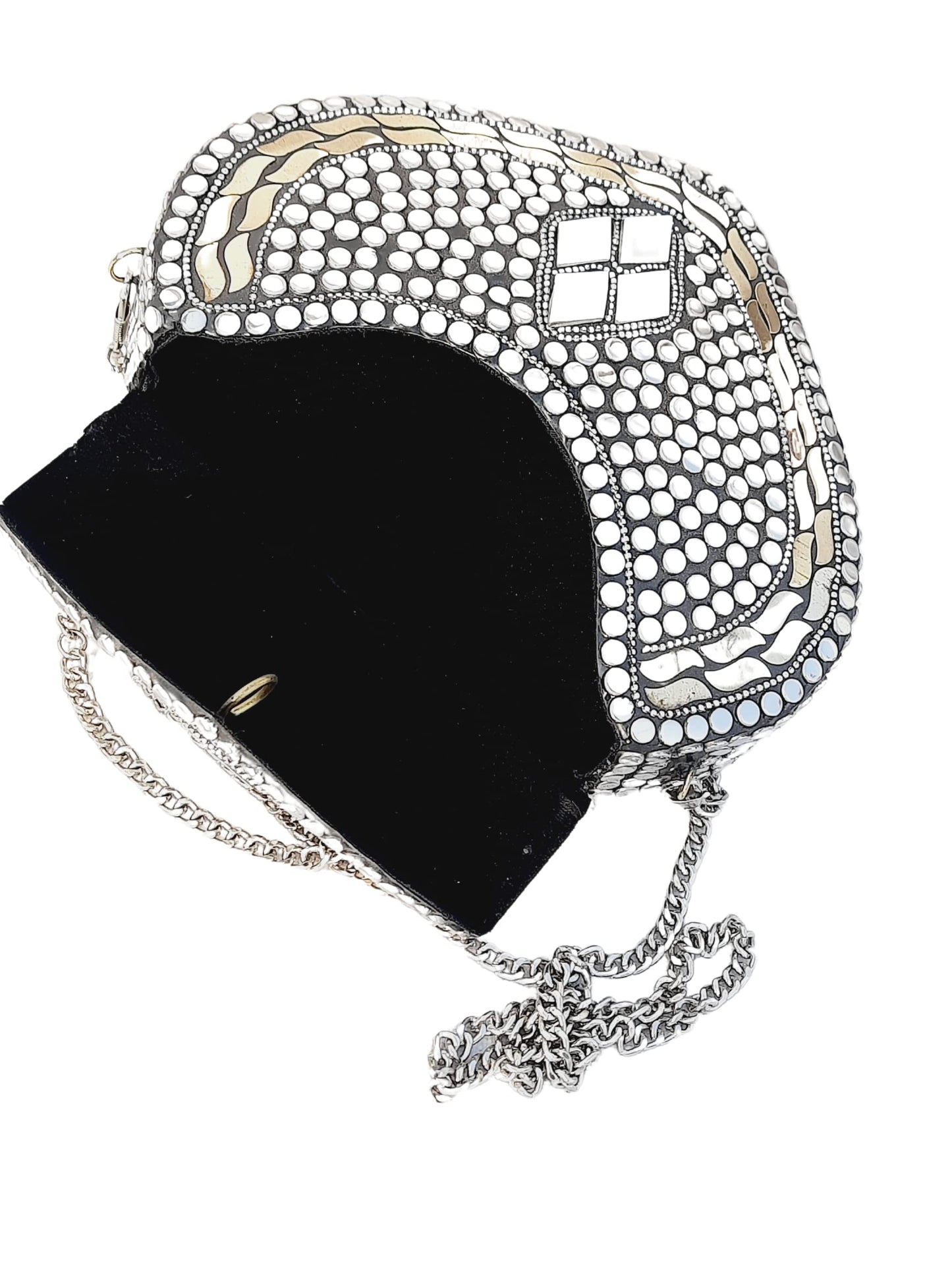 Trend Overseas Ethnic Indian Handmade Heart Design Small Size Bridal Clutch Stone Mosaic Clutch