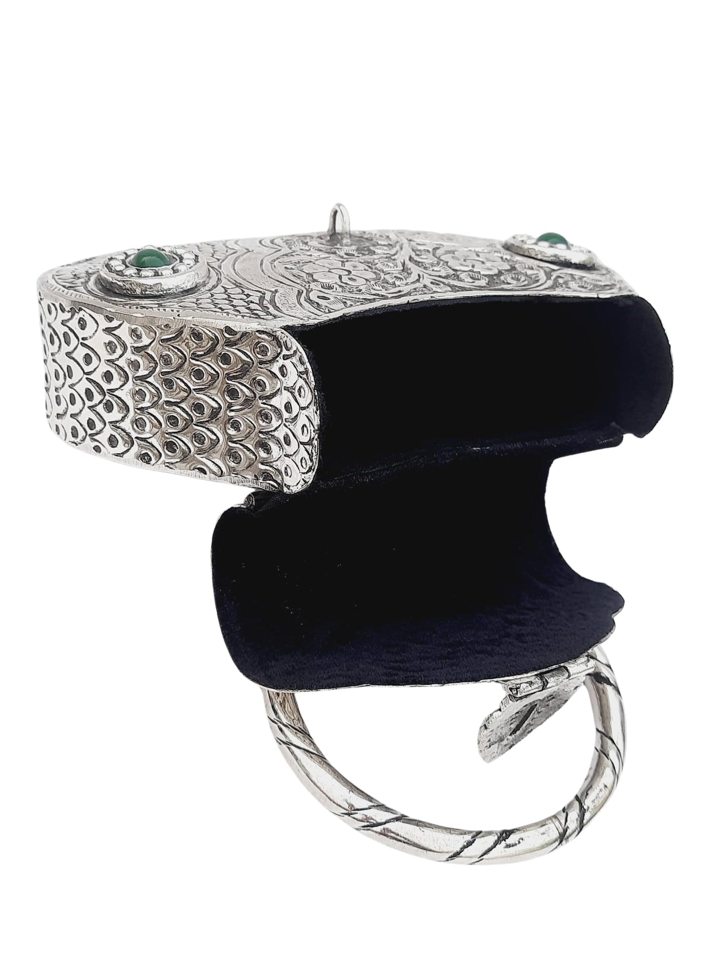 Trend Overseas Ethnic Women Silver Brass Metal Bridal bag Handle Clutch Sling Bag