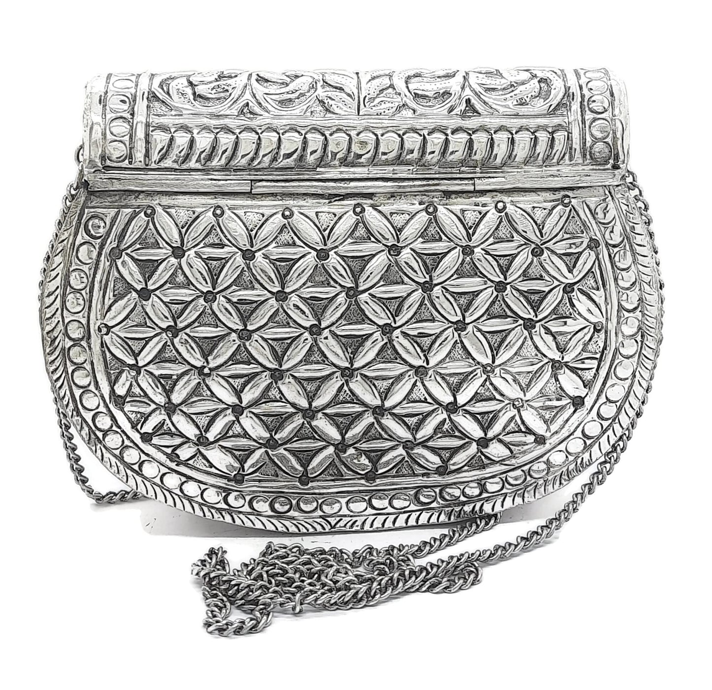 Trend Overseas Clutches for women Silver Brass Metal bag Bridal Clutch Party Purse