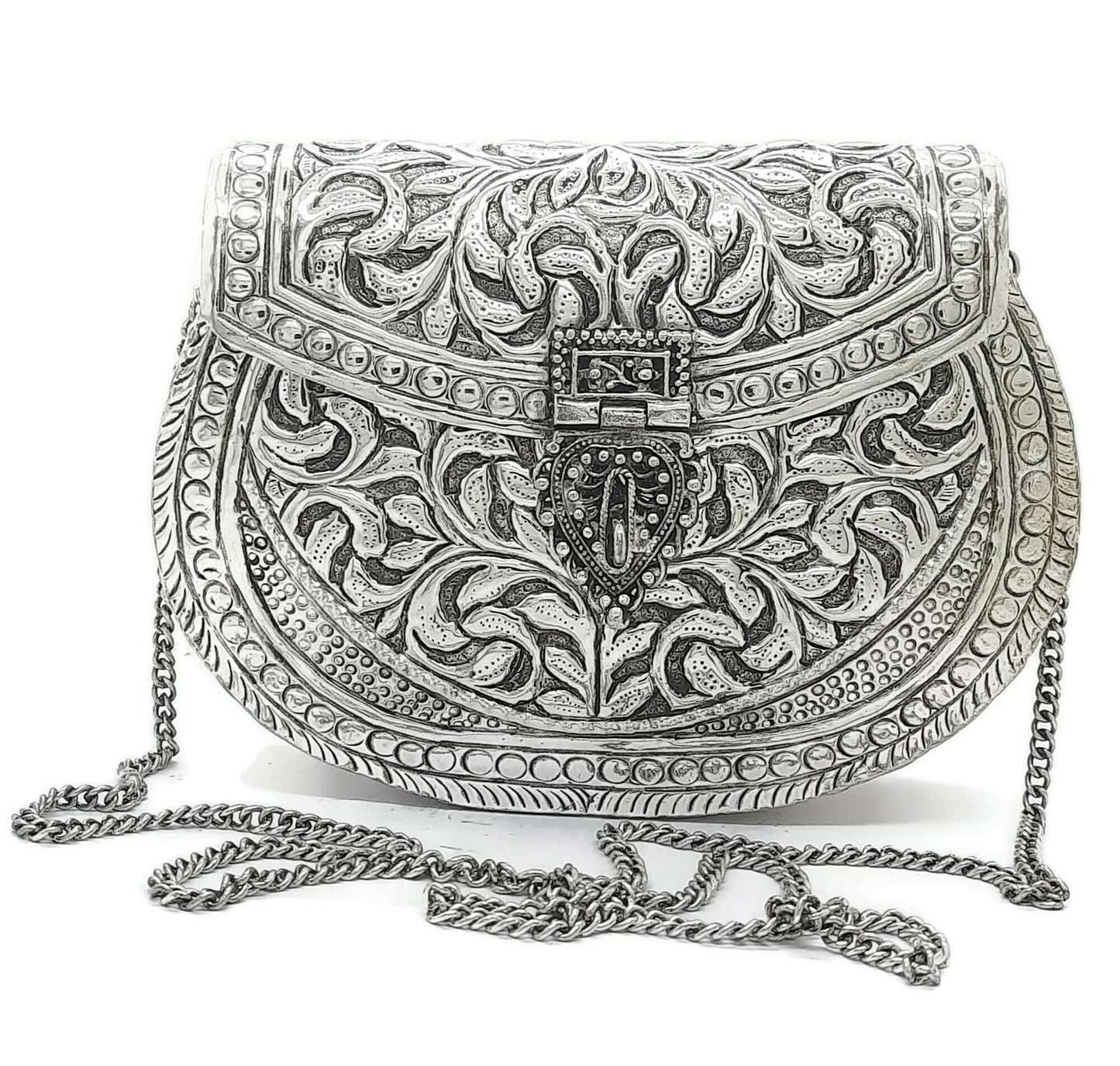 Trend Overseas Clutches for women Silver Brass Metal bag Bridal Clutch Party Purse