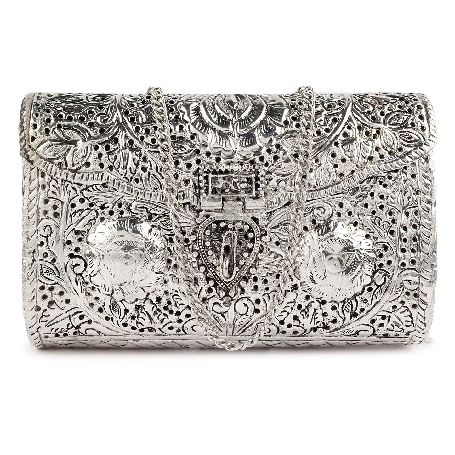 Trend Overseas Bridal Women's Antique Brass Purse Ethnic Handmade Metal Clutch Bag