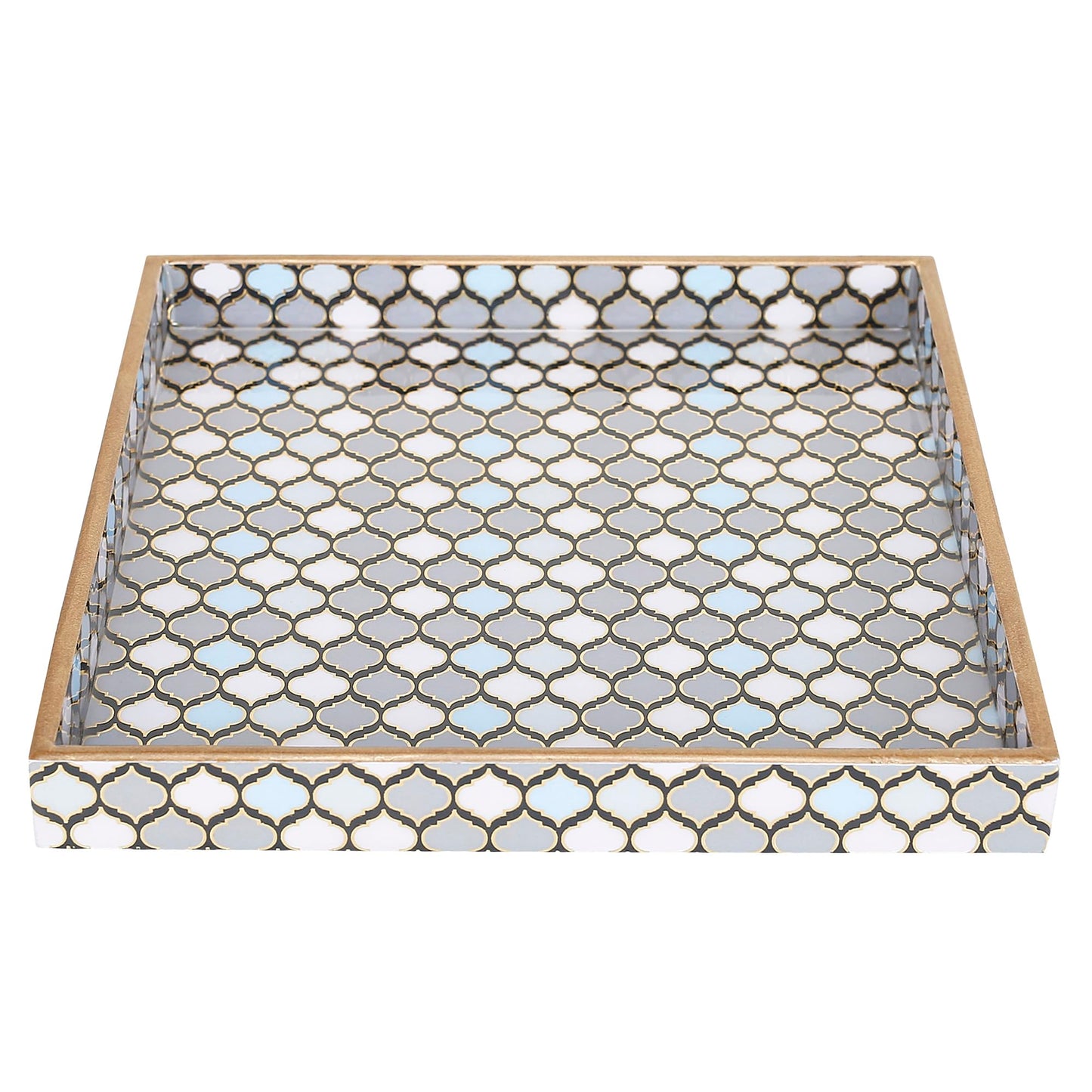 Trend Overseas Designer MDF Wooden Serving Trays Set - Special Enamel Coating, 3D Gold Foil Work, Perfect Size