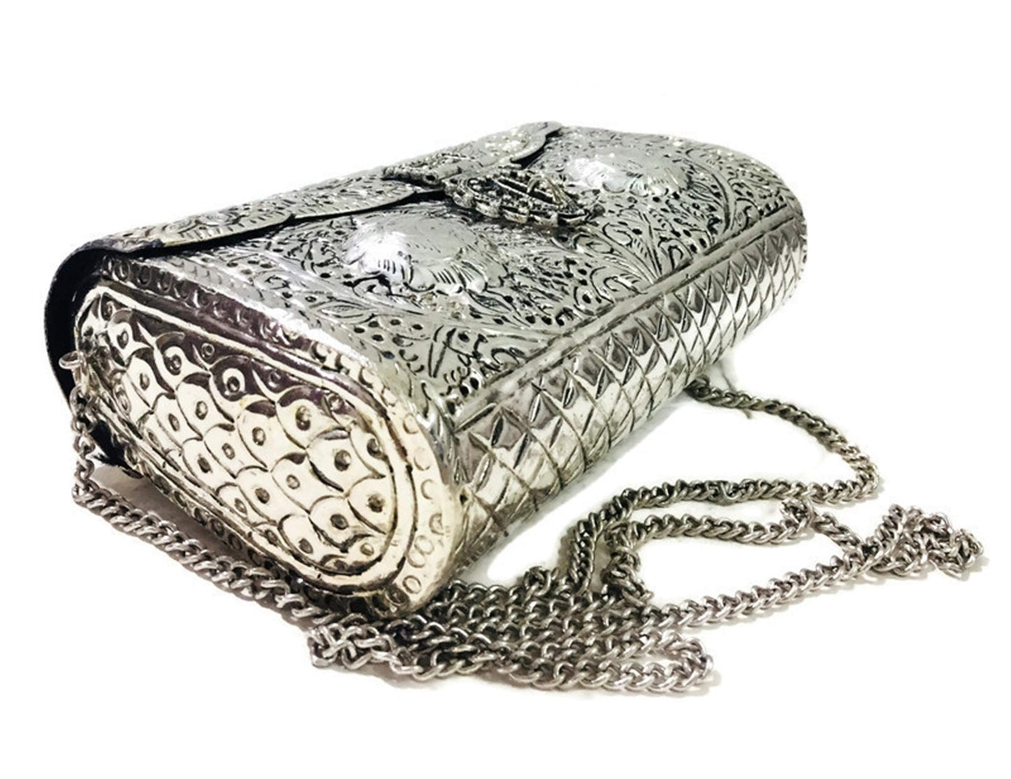 Trend Overseas Bridal Women's Antique Brass Purse Ethnic Handmade Metal Clutch Bag