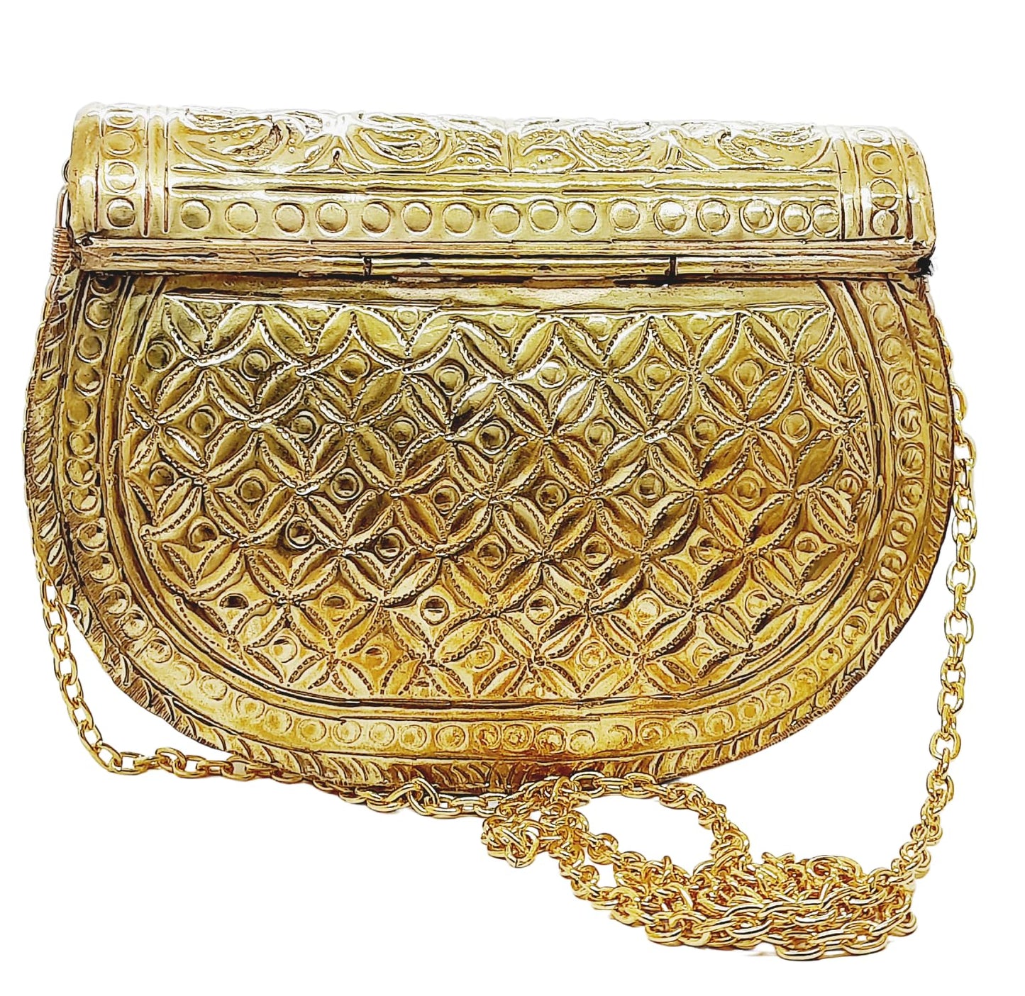 Trend Overseas Clutches for women Golden Brass Metal bag Bridal Clutch Party Purse