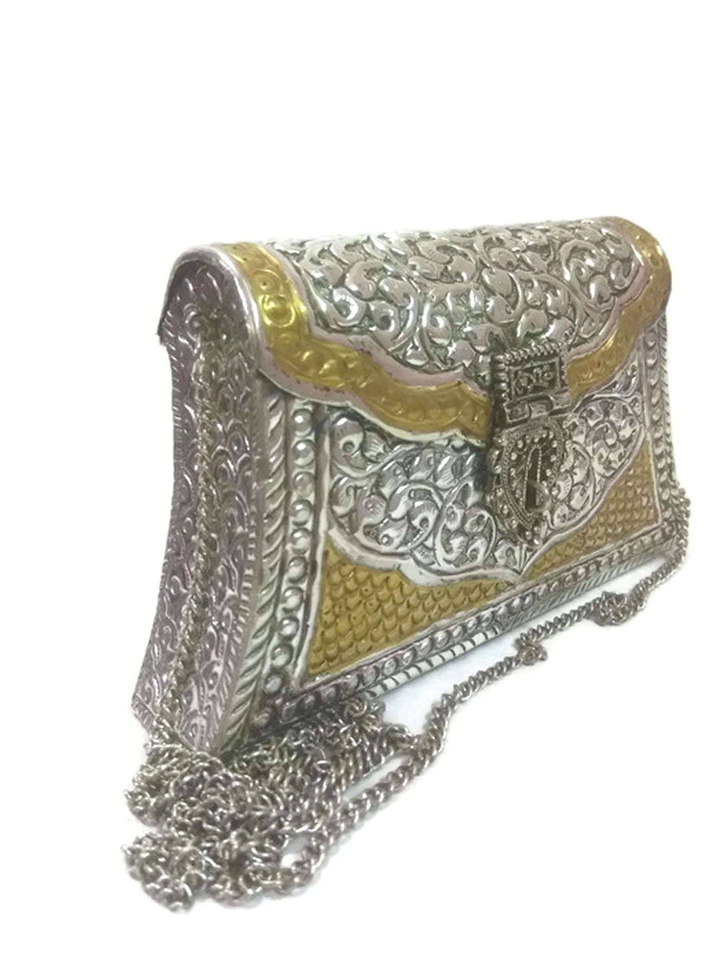 Trend Overseas Hand Carving Vintage Brass Purse antique Ethnic Handmade Women metal clutch Bag Hand clutch Handbag for women hand purse