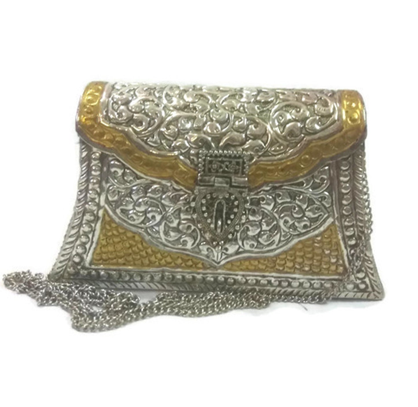 Trend Overseas Hand Carving Vintage Brass Purse antique Ethnic Handmade Women metal clutch Bag Hand clutch Handbag for women hand purse