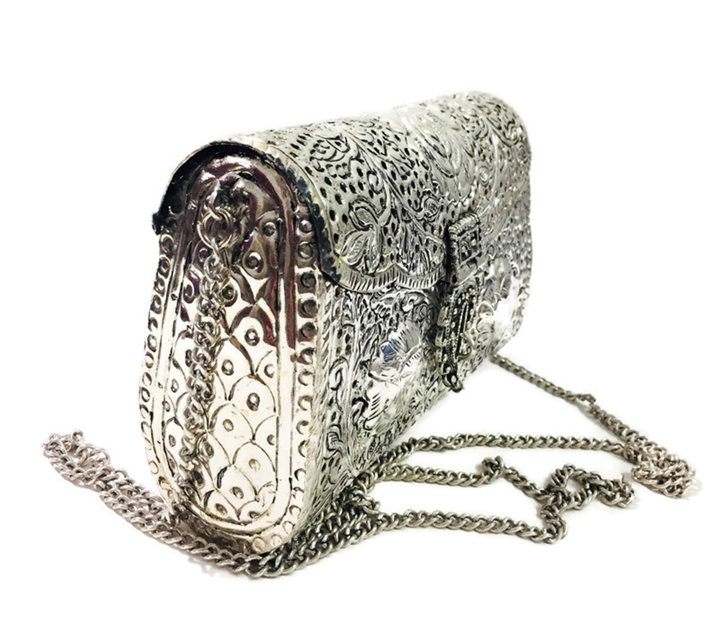 Trend Overseas Bridal Women's Antique Brass Purse Ethnic Handmade Metal Clutch Bag