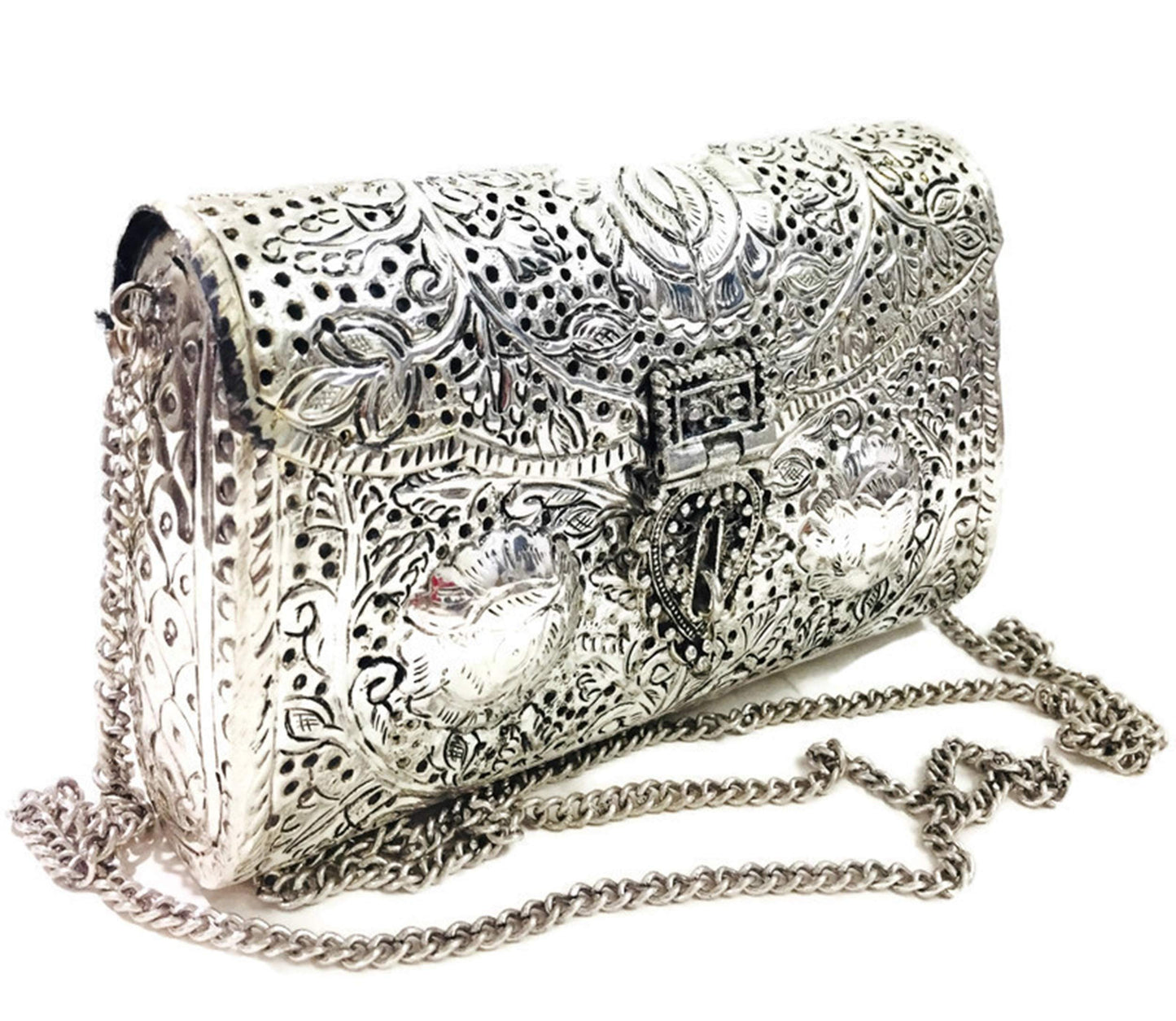 Trend Overseas Bridal Women's Antique Brass Purse Ethnic Handmade Metal Clutch Bag