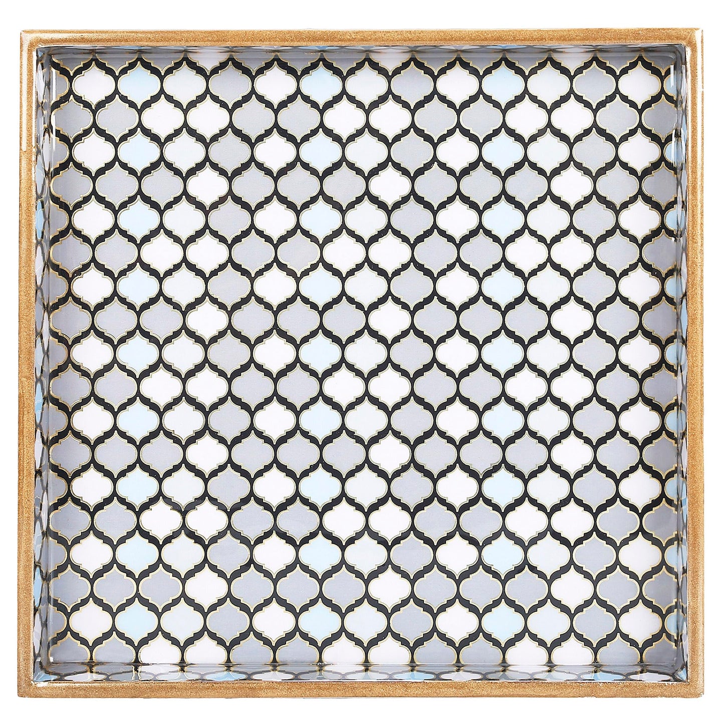 Trend Overseas Designer MDF Wooden Serving Trays Set - Special Enamel Coating, 3D Gold Foil Work, Perfect Size