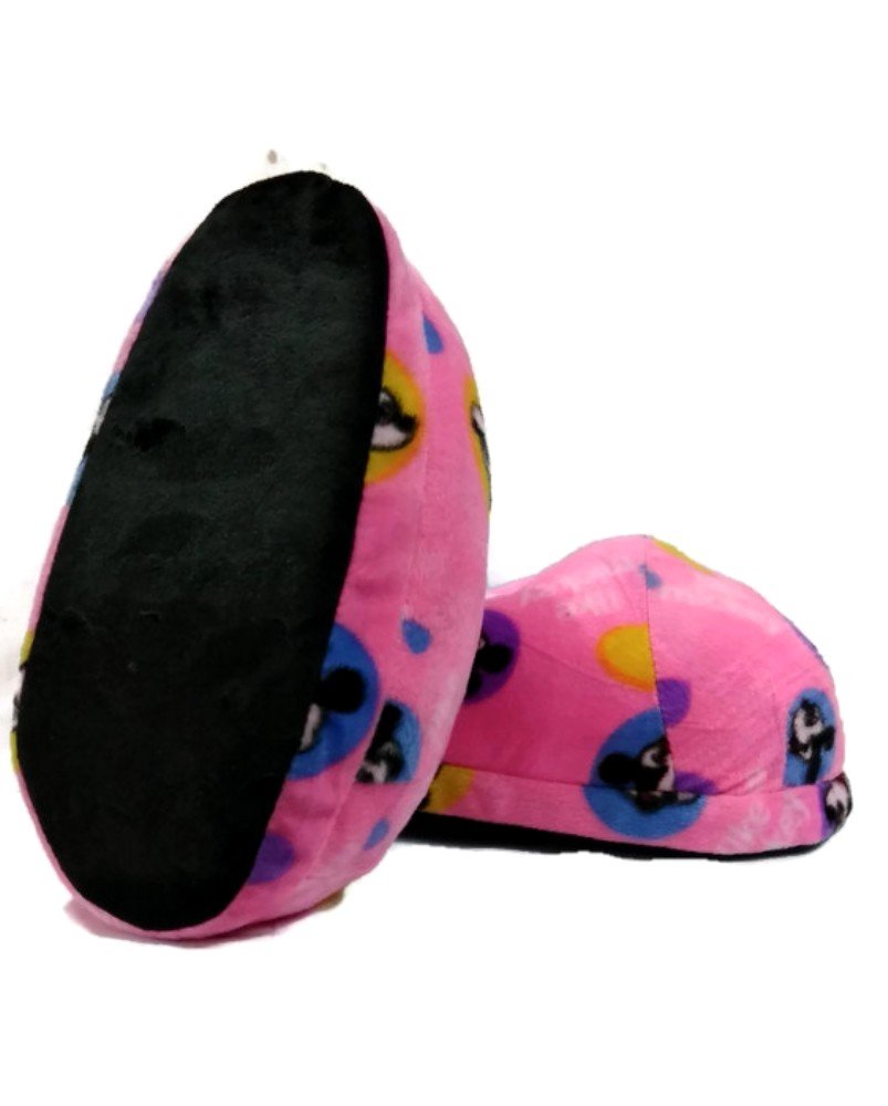 Trend Overseas Women's Pink Emoji Winter Slipper Warm Shoes- Free Size