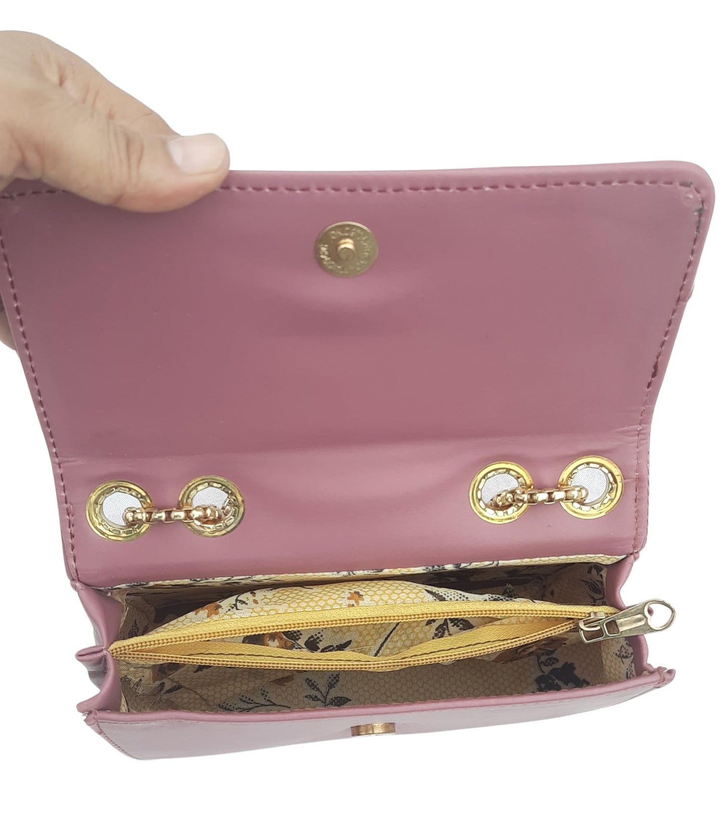 Trend Overseas PU Sling Bag Stylish Golden Chain Crossbody Sling Bag cum Handbag For Women