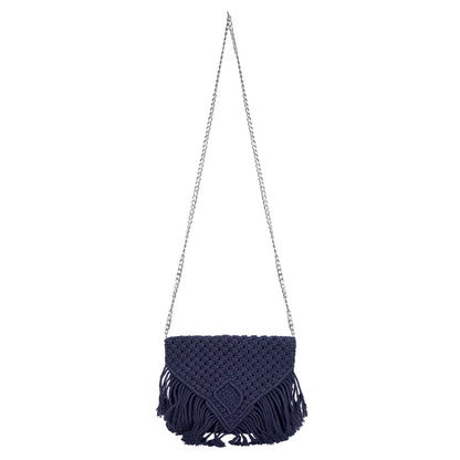 Trend Overseas Women Handwoven Crochet Macrame Cotton Rope Handbag - Lightweight, Adjustable and Detachable Strap, Perfect for Teenagers and Kids