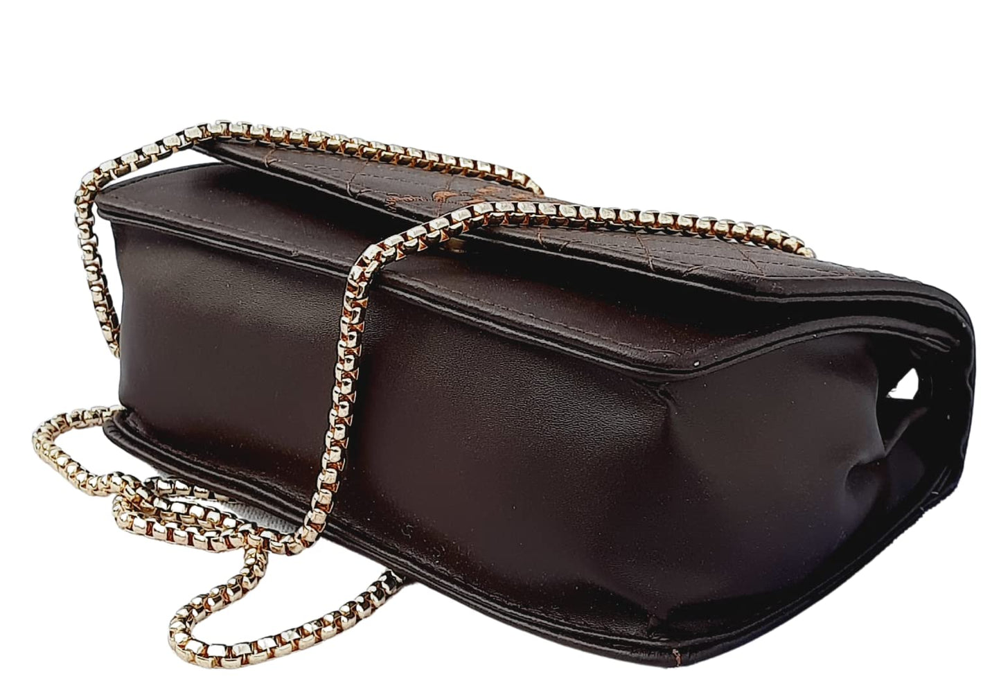 Trend Overseas PU Sling Bag Stylish Golden Chain Crossbody Sling Bag cum Handbag For Women