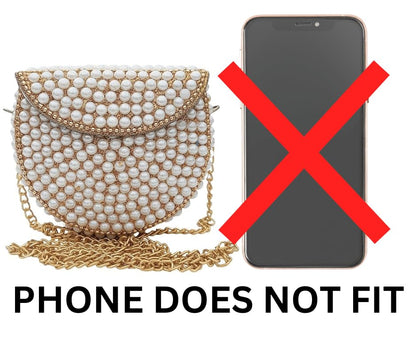 Trend Overseas Pearl beaded bag ethnic Small Size Metal Bag Coin Purse kids Bag party clutch