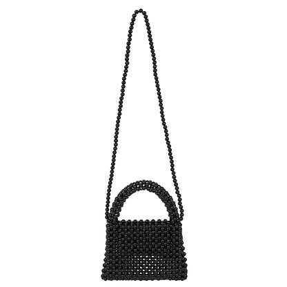 Trend Overseas Handmade Black Pearl Beaded Shoulder Bag for Women/Kids | Small Size Tote Bag | Luxury Black Pearl Bag | Fashionable and Elegant |