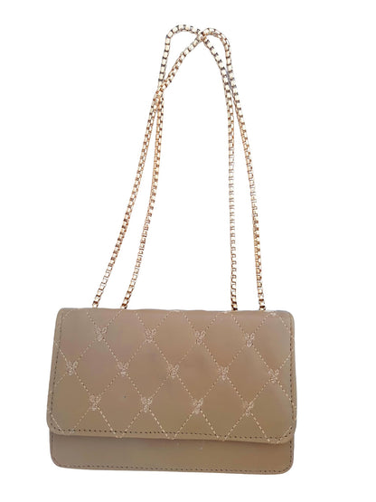 Trend Overseas PU Sling Bag Stylish Golden Chain Crossbody Sling Bag cum Handbag For Women