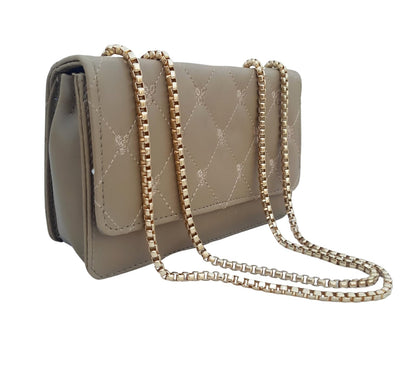 Trend Overseas PU Sling Bag Stylish Golden Chain Crossbody Sling Bag cum Handbag For Women
