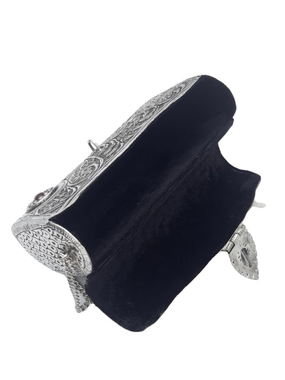 Trend Overseas Ethnic Women Silver Brass Metal Bridal bag Handle Clutch Sling Bag