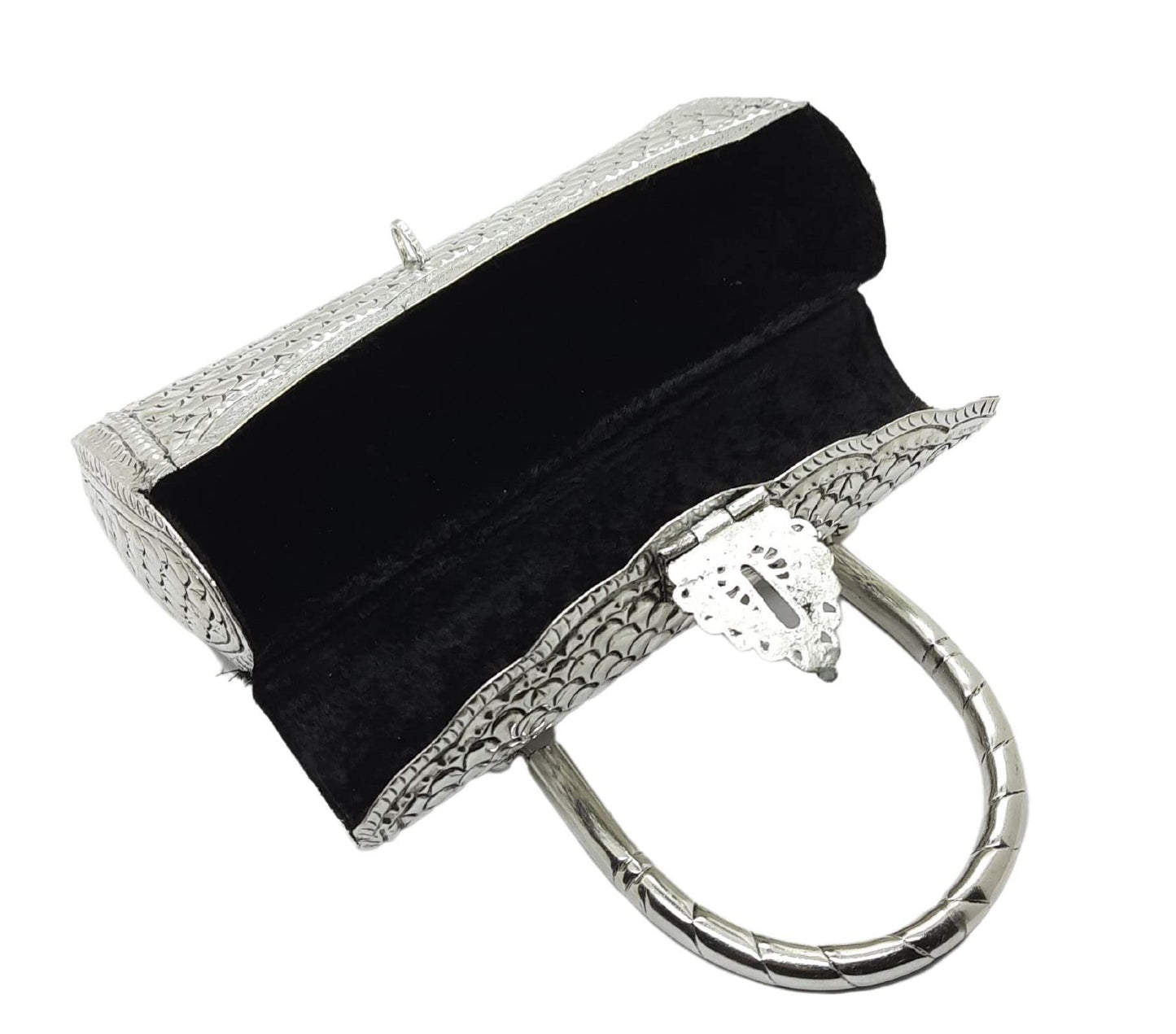 Trend Overseas Women's Silver Handle metal Clutch Hand Cluth