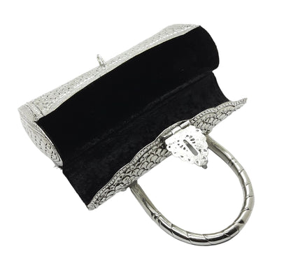 Trend Overseas Women's Silver Handle metal Clutch Hand Cluth