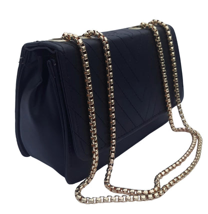 Trend Overseas PU Sling Bag Stylish Golden Chain Crossbody Sling Bag cum Handbag For Women