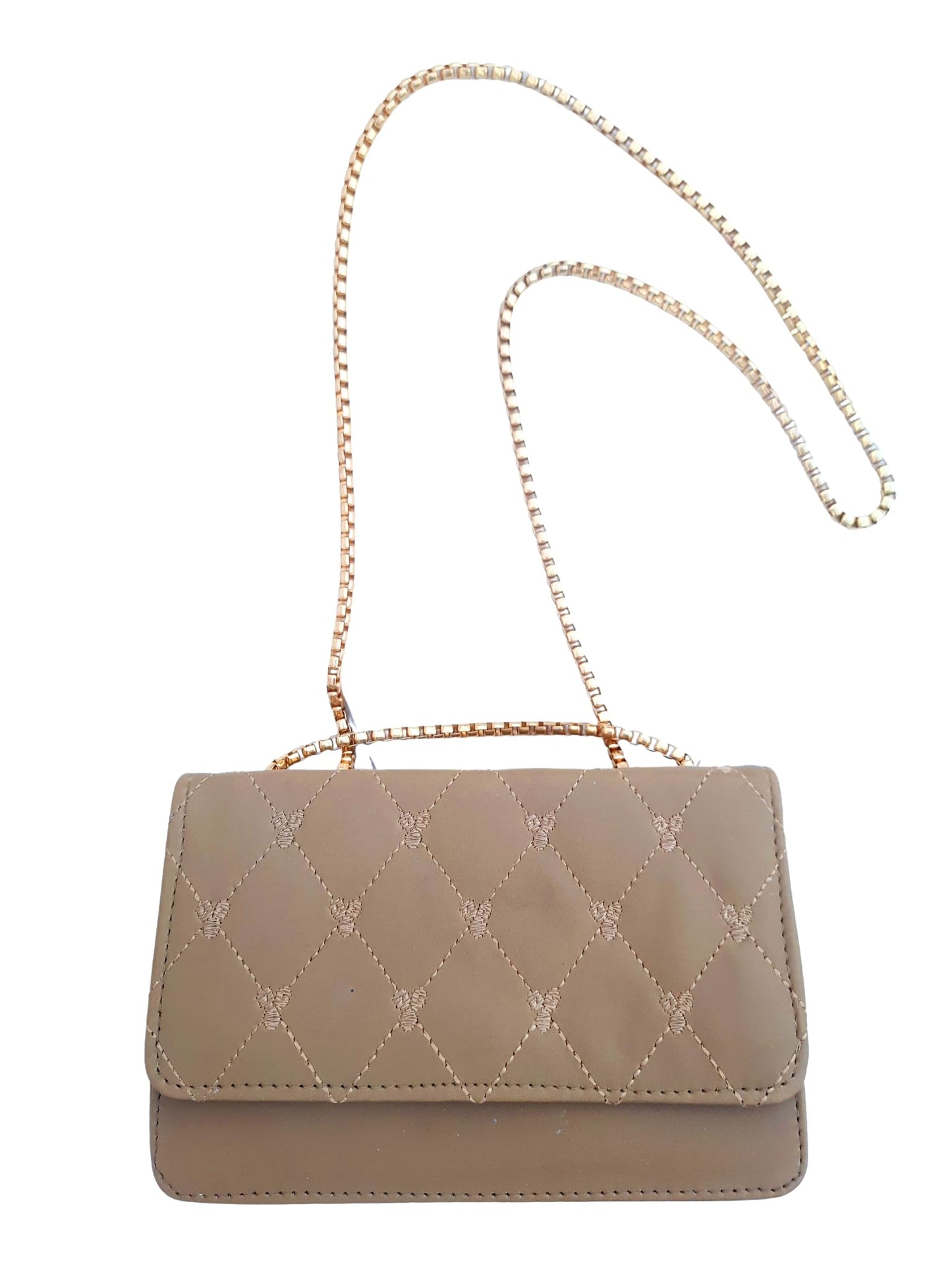 Trend Overseas PU Sling Bag Stylish Golden Chain Crossbody Sling Bag cum Handbag For Women