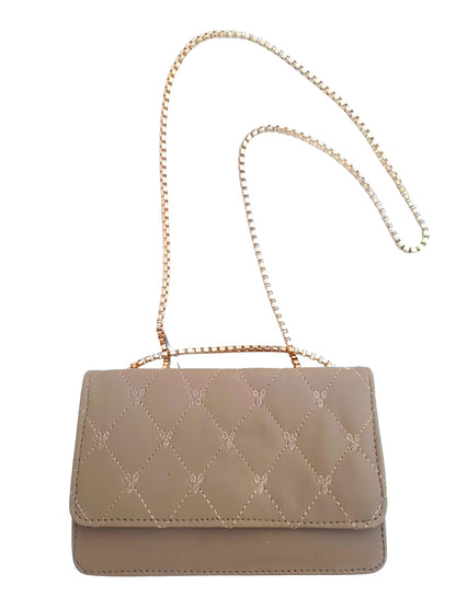 Trend Overseas PU Sling Bag Stylish Golden Chain Crossbody Sling Bag cum Handbag For Women