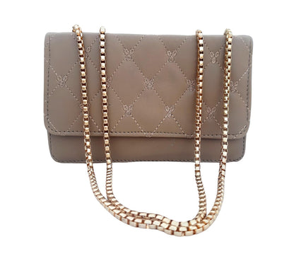 Trend Overseas PU Sling Bag Stylish Golden Chain Crossbody Sling Bag cum Handbag For Women