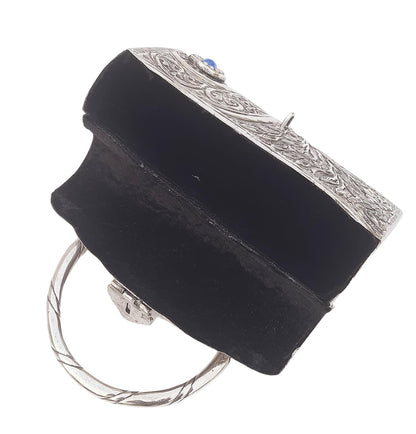 Trend Overseas Ethnic Women Silver Brass Metal Bridal bag Handle Clutch Sling Bag