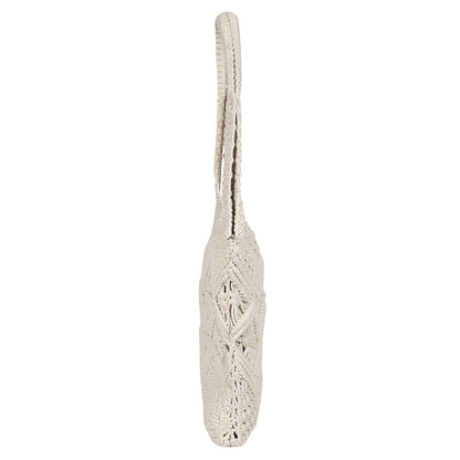 Trend Overseas Handwoven Shoulder Bag Crochet Craft Women/Girl Ivory (Off-White) Macrame Bag