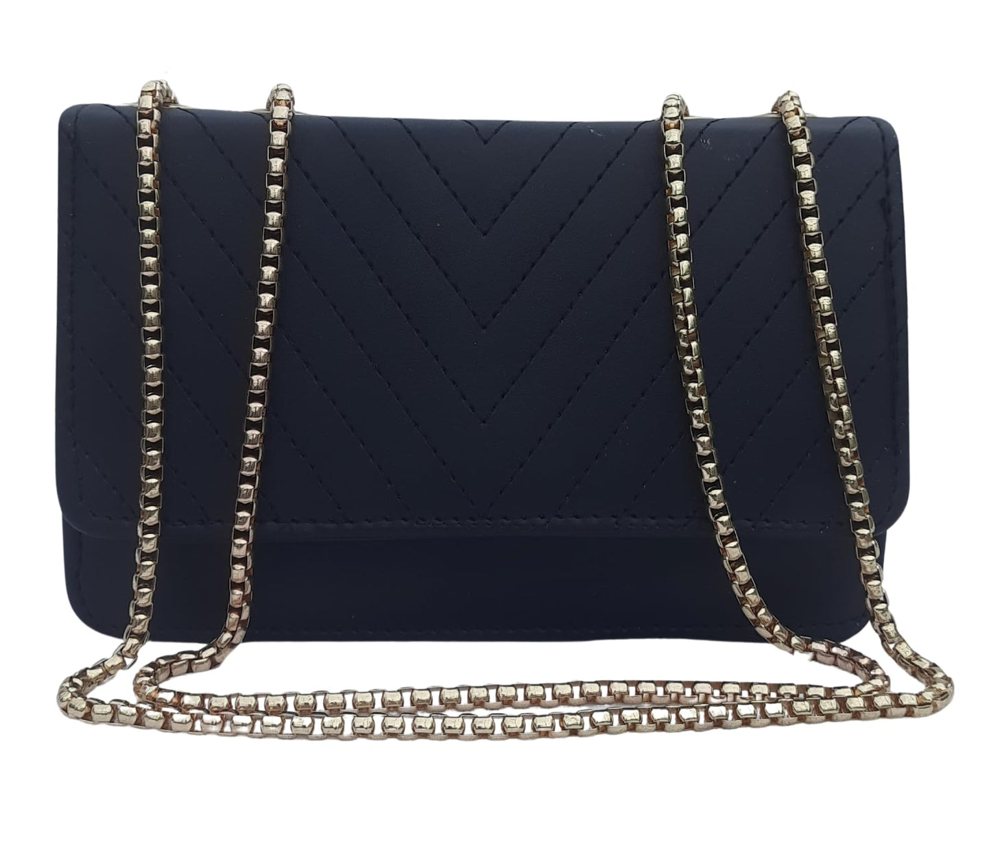 Trend Overseas PU Sling Bag Stylish Golden Chain Crossbody Sling Bag cum Handbag For Women