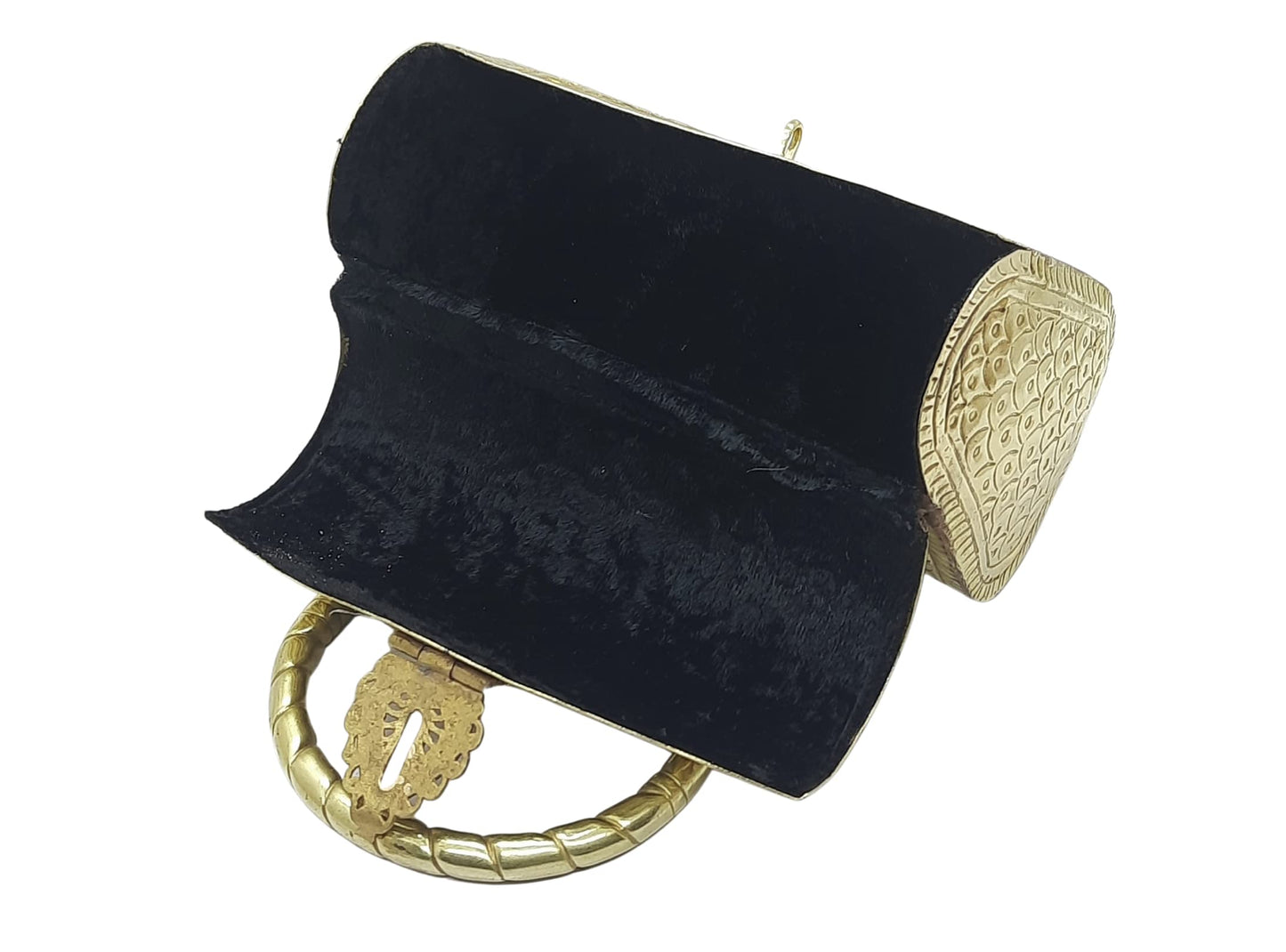 Trend Overseas Gold Metal Bridal Clutch – Brass Handle Evening Purse for Weddings & Parties