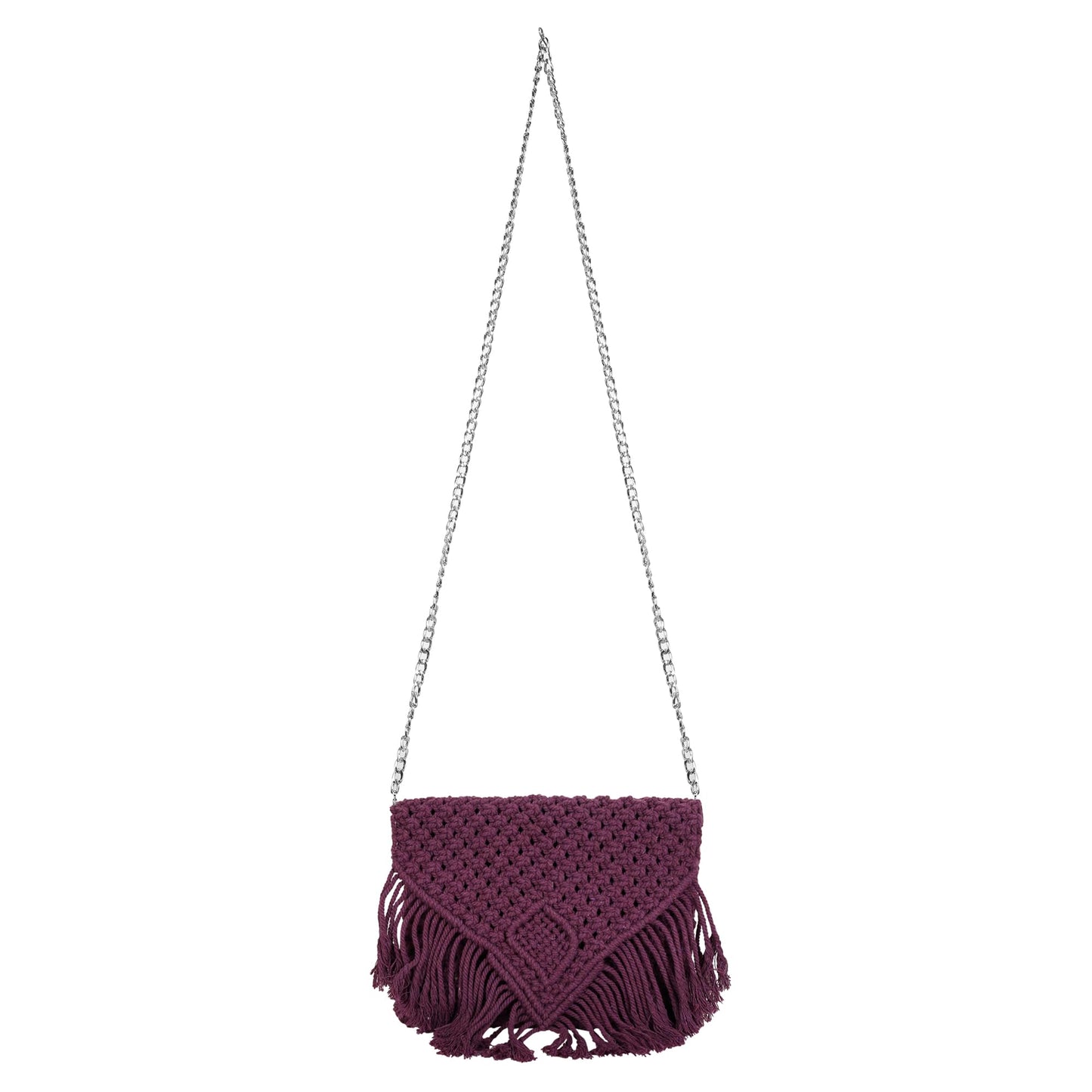 Trend Overseas Women Handwoven Crochet Macrame Cotton Rope Handbag - Lightweight, Adjustable and Detachable Strap, Perfect for Teenagers and Kids