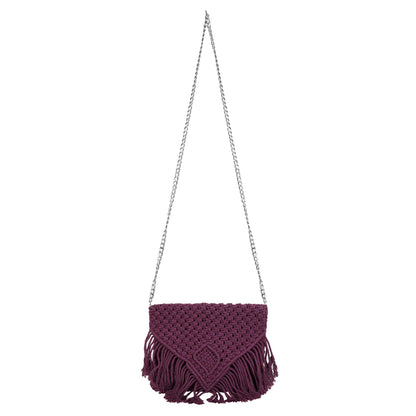 Trend Overseas Women Handwoven Crochet Macrame Cotton Rope Handbag - Lightweight, Adjustable and Detachable Strap, Perfect for Teenagers and Kids