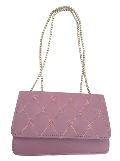 Trend Overseas PU Sling Bag Stylish Golden Chain Crossbody Sling Bag cum Handbag For Women