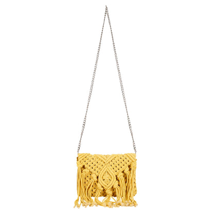 Trend Overseas Handwoven Crochet Macrame Bag Cotton Rope Handbag - Lightweight, Adjustable and Detachable Strap, Perfect for Teenagers and Kids