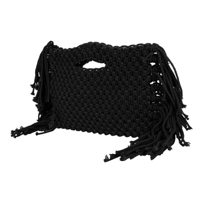 Trend Overseas Black Handwoven Women/Girl Women's Handmade Macrame Bags, Off White