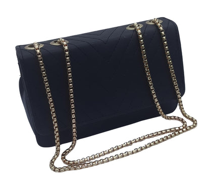 Trend Overseas PU Sling Bag Stylish Golden Chain Crossbody Sling Bag cum Handbag For Women