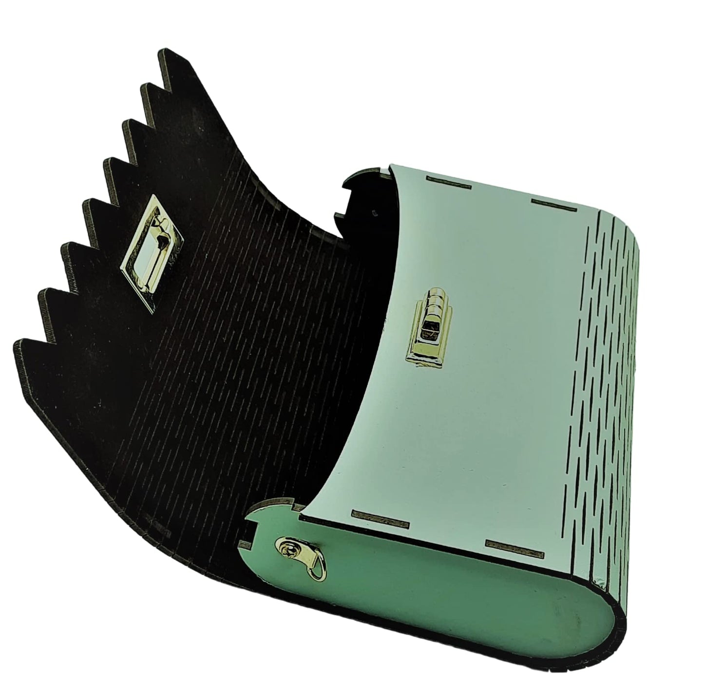 Trend Overseas Women's Clutch Handcrafted Wooden Light Weight Unique Purse Sling Bag (Sea Green)
