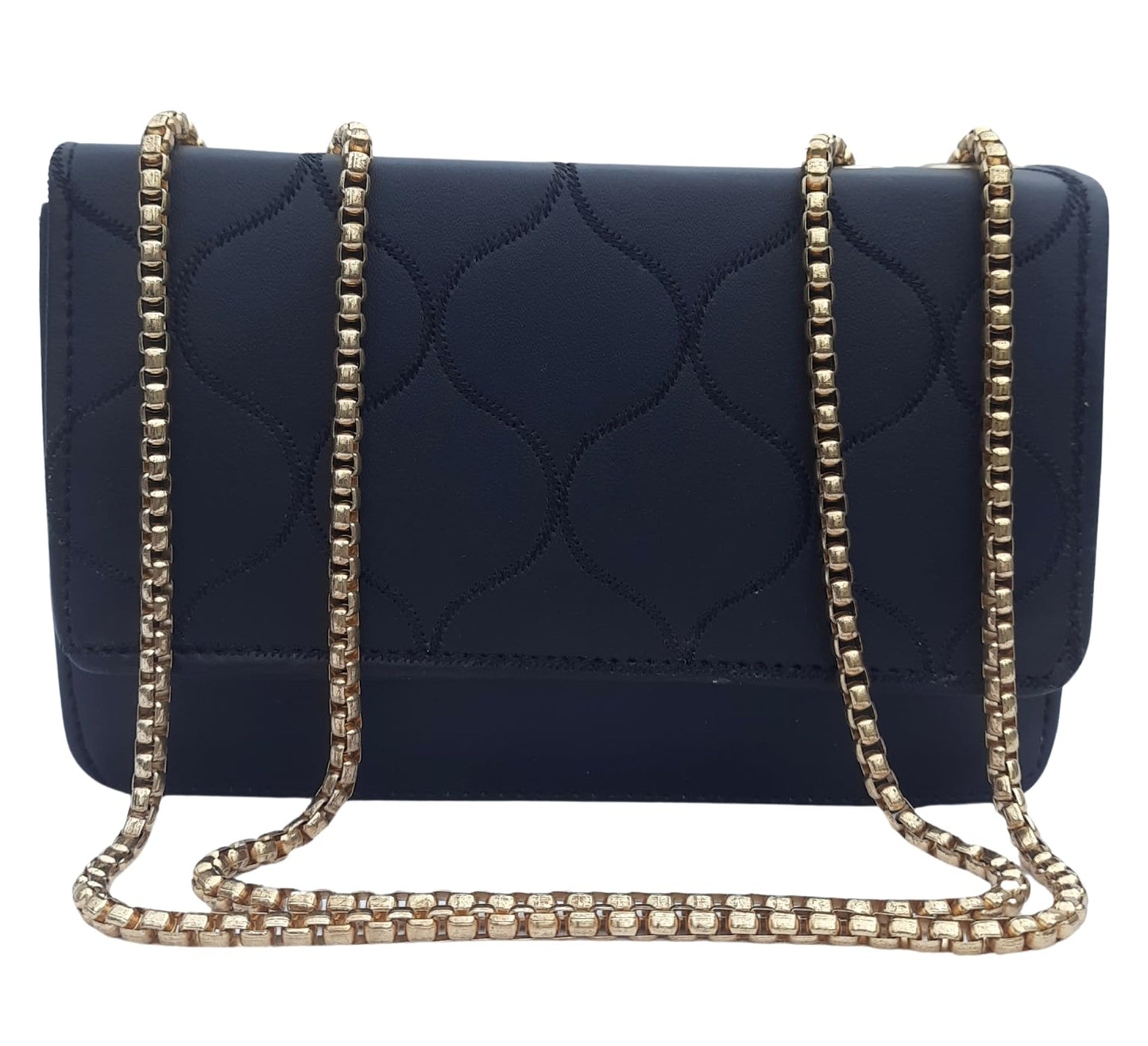 Trend Overseas PU Sling Bag Stylish Golden Chain Crossbody Sling Bag cum Handbag For Women