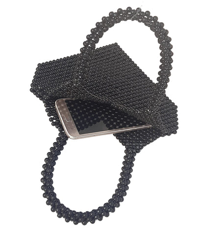 Trend Overseas Handmade Black Pearl Beaded Hand Bag for Women/Stylish Handbags For Girls/Latest Trendy Pearl Tote Bag