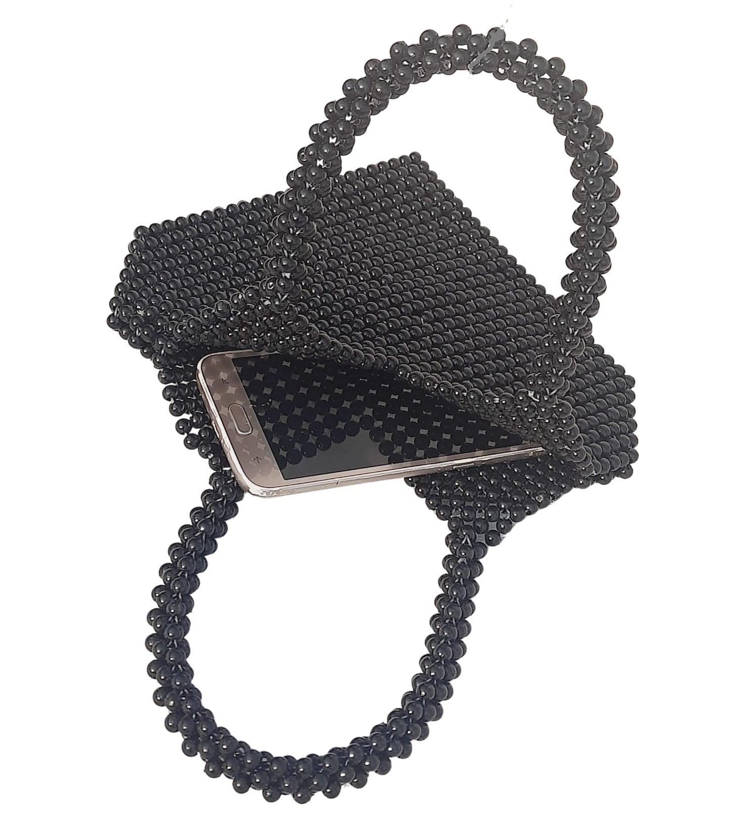 Trend Overseas Handmade Black Pearl Beaded Hand Bag for Women/Stylish Handbags For Girls/Latest Trendy Pearl Tote Bag