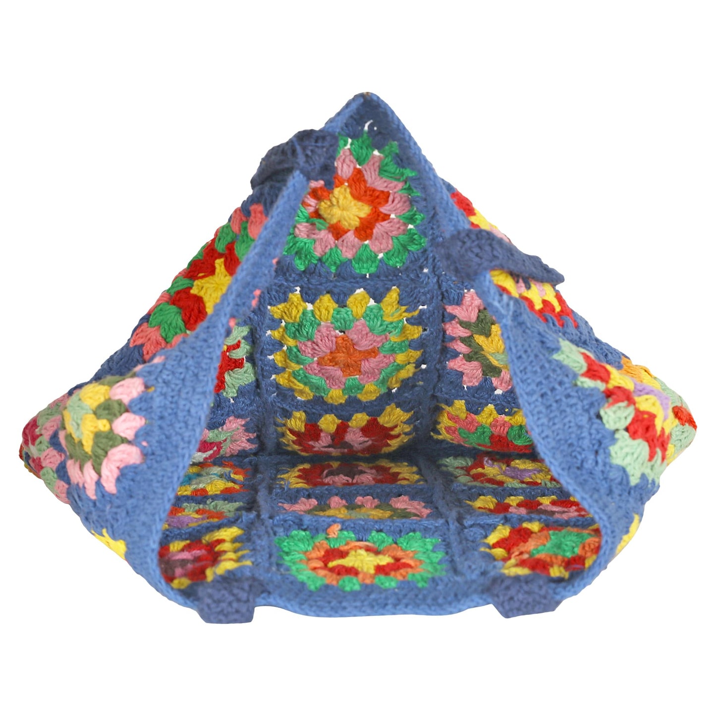 Trend Overseas Handwoven Crochet Multicolour Flower Straw Bag - Travel, Beach, Shopping Woven Shoulder Bag for Women