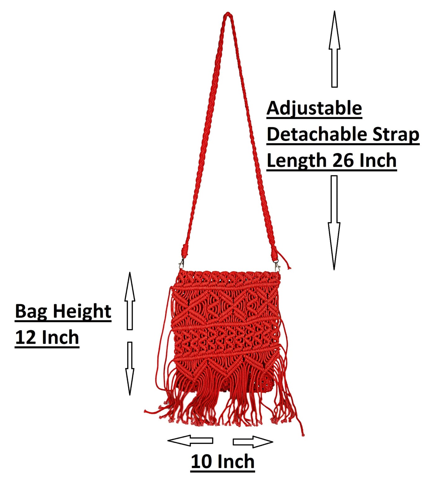 Trend Overseas Women/Girl Handwoven Crochet Macrame Cotton rope Ivory (Off-White) Sling/Clutch Handbag