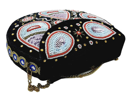 Trend Overseas Black Embroidery Beaded Ethnic purse Girls Bridal Bag cross body party bag